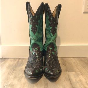 Liberty Boot Co. hand tooled cowboy boots.